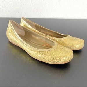 Nine West sparkly gold ballet flats size 6